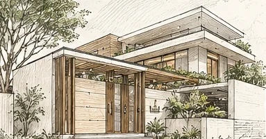 Original GRIIHAM STUDIO architectural concept illustration: exterior feature