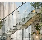 Original GRIIHAM STUDIO architectural concept illustration: glass feature