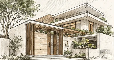 Original GRIIHAM STUDIO architectural concept illustration: home exterior
