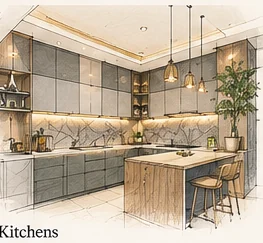 Original GRIIHAM STUDIO architectural concept illustration: kitchen detail