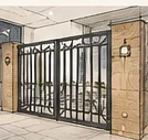 Original GRIIHAM STUDIO architectural concept illustration: metal feature